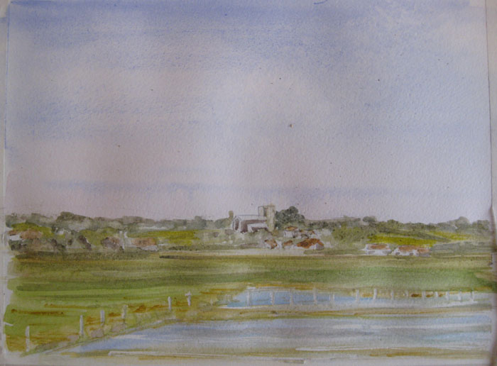 Sarah's village view from the marsh